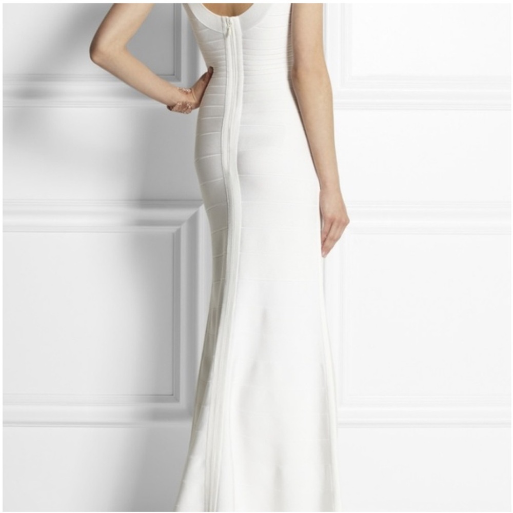 Herve Leger white alabaster Ellen bandage sleeveless scoop neck maxi Dress - Picture 4 of 13